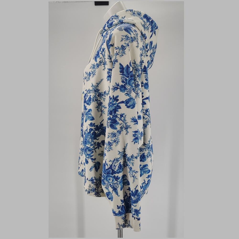 LoveShackFancy x Beach Riot Alicia Floral Hoodie Sweatshirt Blue White Size L - Picture 6 of 16